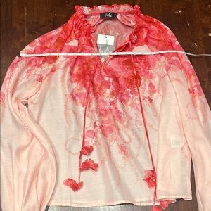 JODIFL Red and Pink Floral Blouse